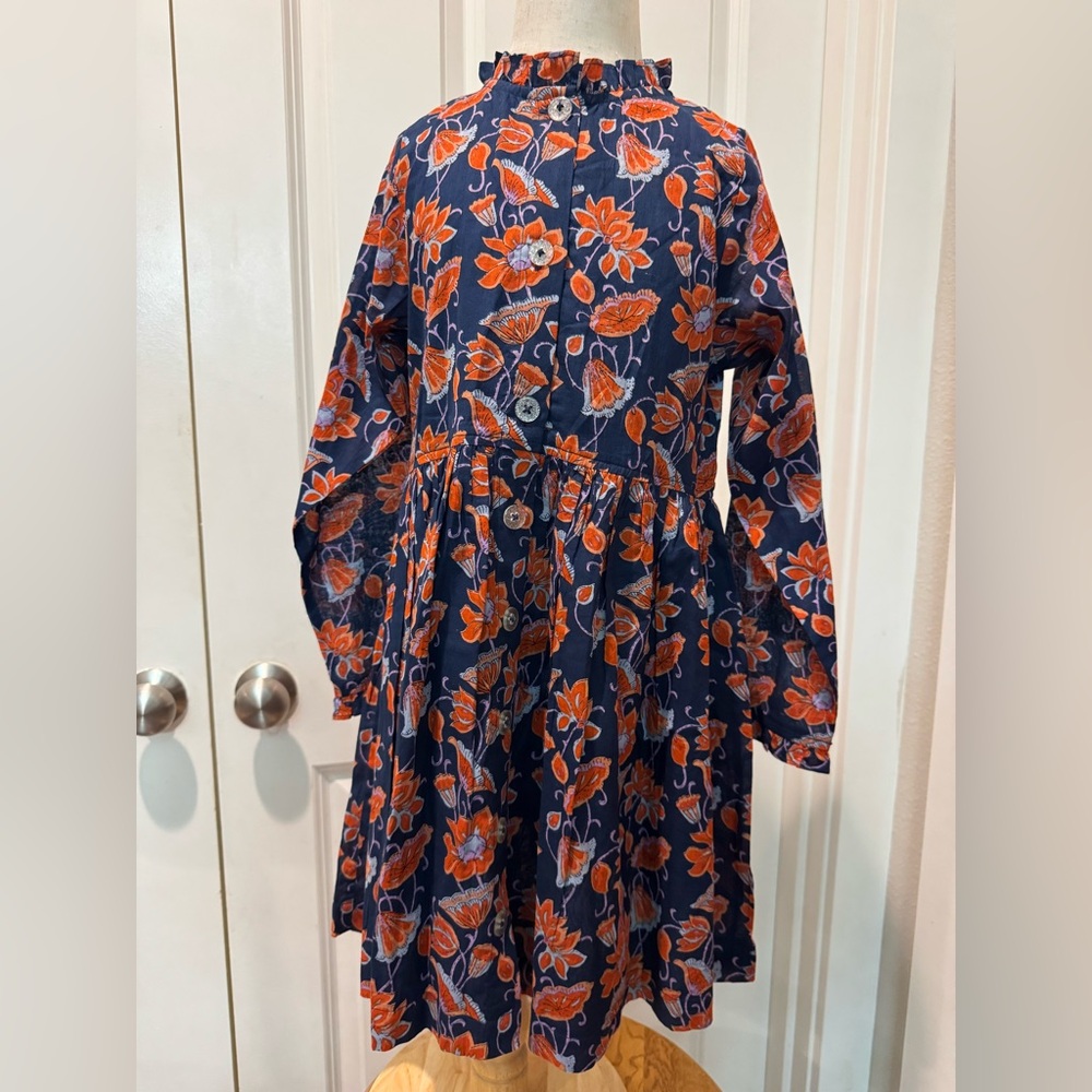 Pink Chicken size 8 dress Floral Black and Orange Fabric